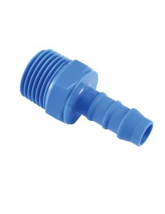 Straight hose tail coupler - Ø 19 mm - M 3/4" BSP - Nylon blue