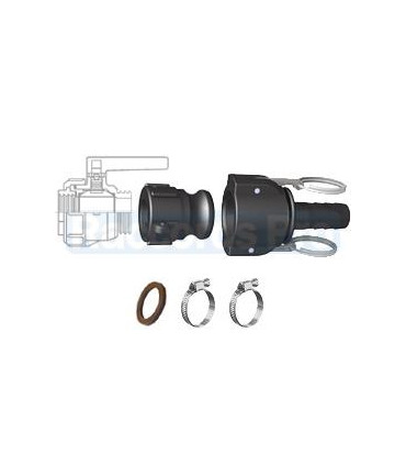 Tank Drain Pack - S60X6 camelock 3/4'' connection - Ø 10 mm hose tail