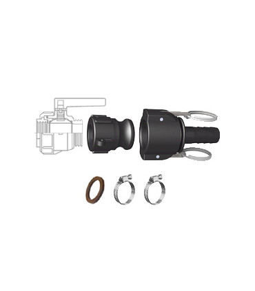 Tank Drain Pack - 1'' S60X6 camlock connection - Ø 20 mm hose tail