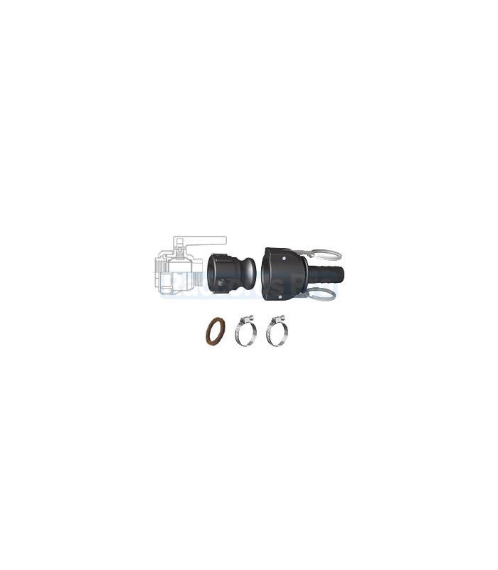 IBC Drain Kit – Camlock 1"1/2 × S60x6 – Straight Hose Tail Ø32 mm