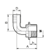 Hose tail coupler - angled - Male BSP (with sealing shoulder)